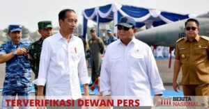 Menhan Prabowo Dampingi Jokowi Tinjau Alutsista di Pangkalan TNI AU Iswahjudi