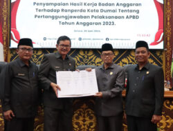 Penandatanganan Persetujuan Bersama Ranperda Pertanggung Jawaban Pelaksanaan APBD Kota Dumai Tahun 2023