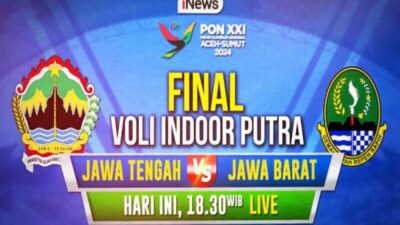 Saksikan Pertandingan Final Cabor Voli Putra PON XXI Aceh-Sumut 2024, Live di Inews Sore Ini Pukul 18.30 WIB